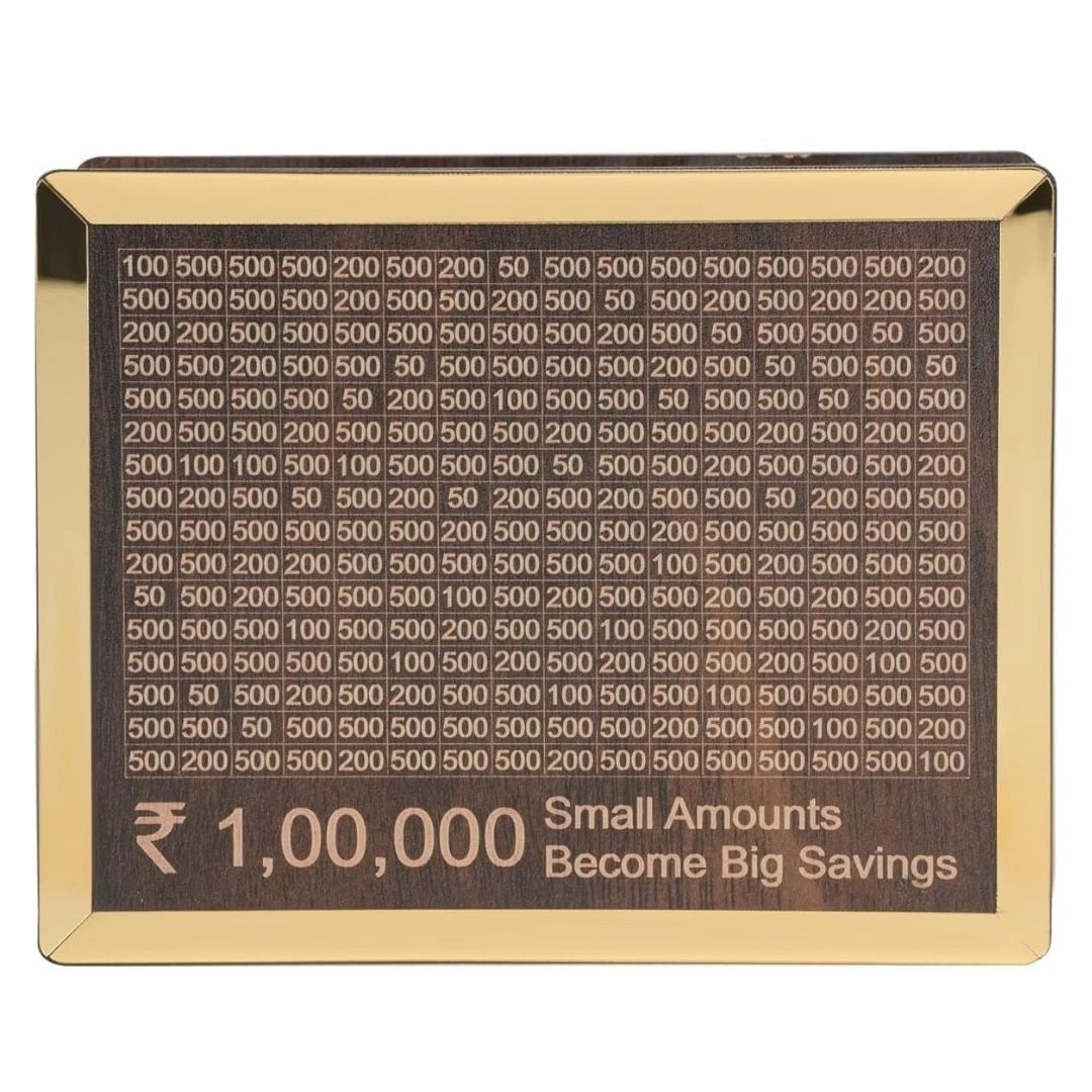 Wooden Money Saving Box with Counting Target