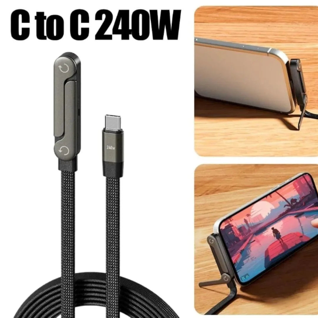 Fast Charging Cable with Foldable Phone Stand