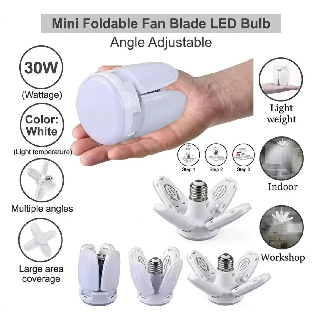 Led Fan Foldable Mini 4 Fan Folding Blade LED Fan Light – swiings