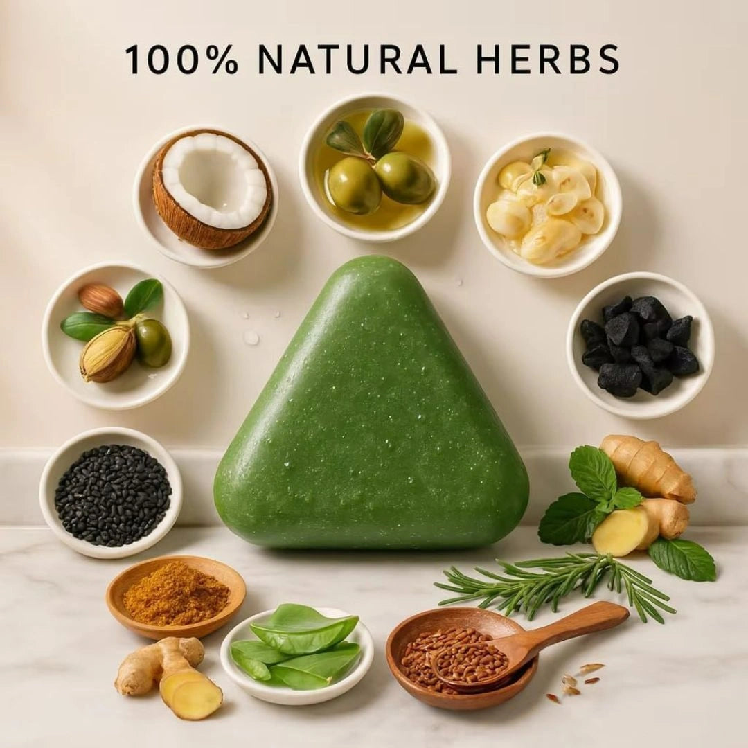 Nature Herbal Green Triangle Shampoo Bar Soap