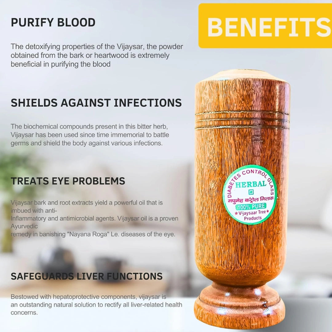 Diabetes Control Wooden Water Glass.