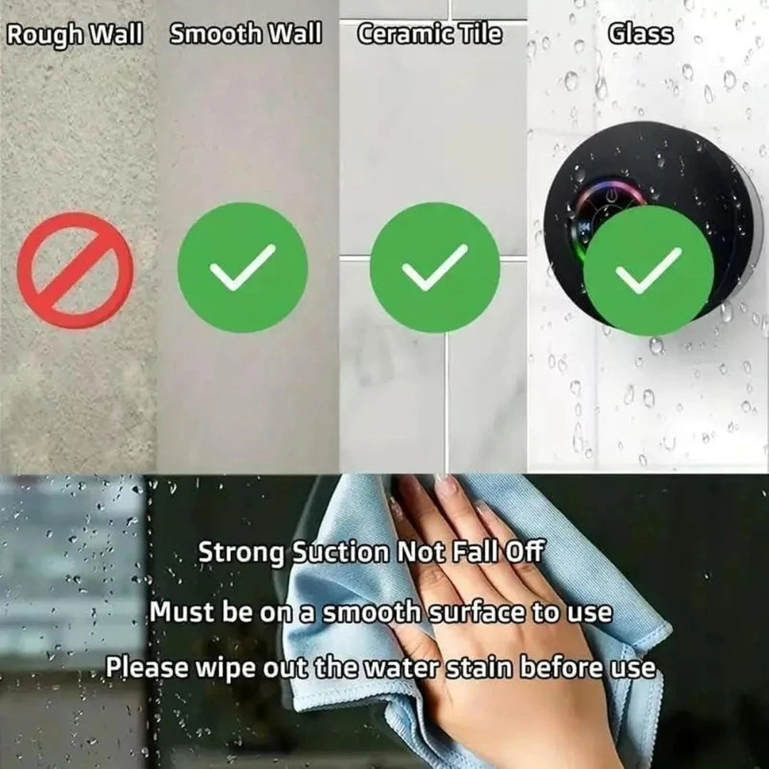 Mini Bluetooth Shower Speaker with RGB Lights