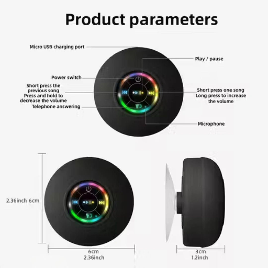 Mini Bluetooth Shower Speaker with RGB Lights
