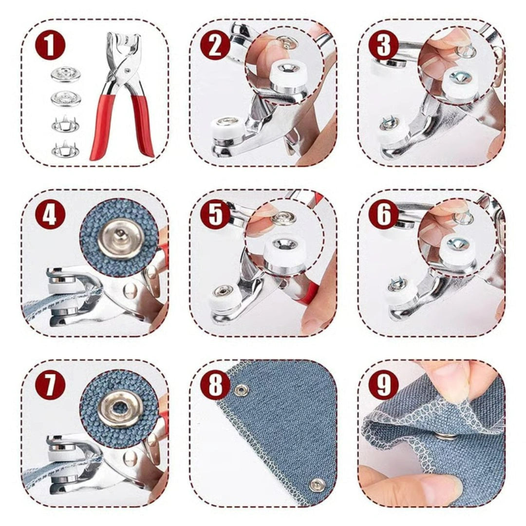 Fasten A Button Heavy Duty Snap Button Fastener Plier Tool Kit – swiings