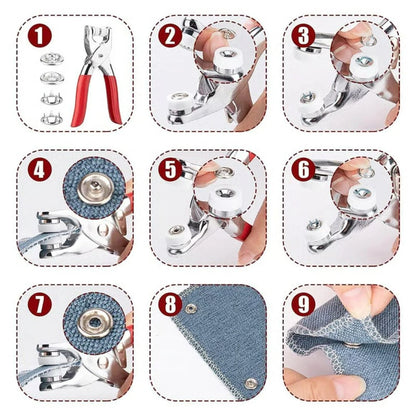 Heavy Duty Snap Button Fastener Plier Tool Kit