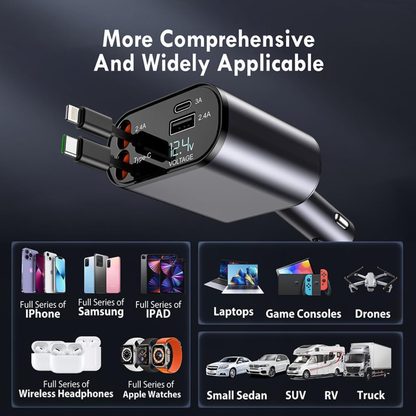 4 in 1 Retractable Car Charger