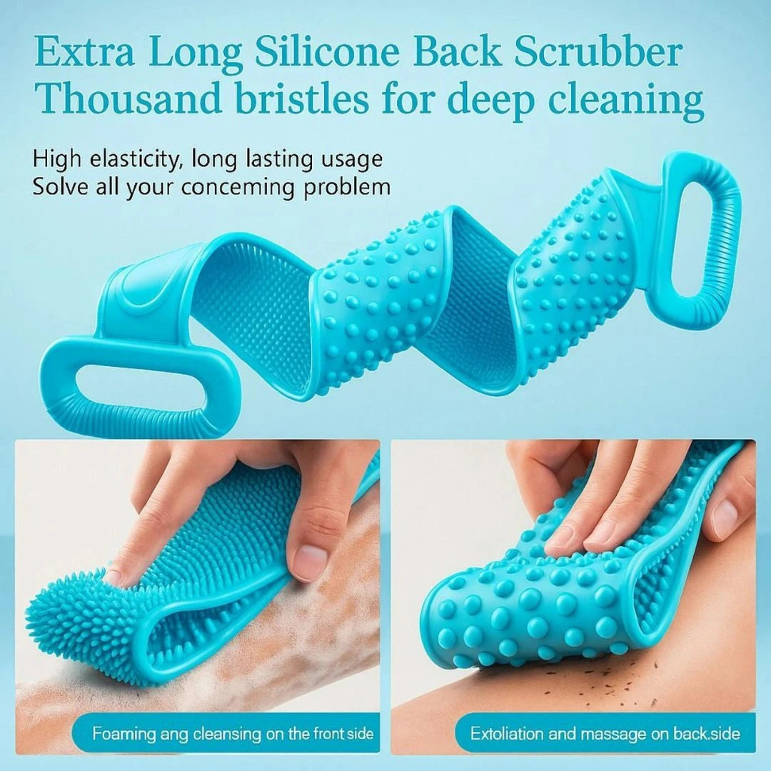 Silicone bristles creating lather with body wash