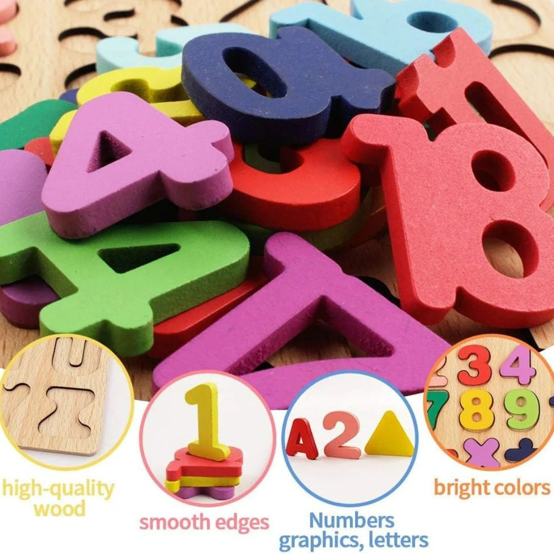 Wooden Learning Educational ABC & 123 Board for Kids