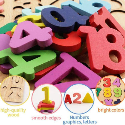 Wooden Learning Educational ABC & 123 Board for Kids