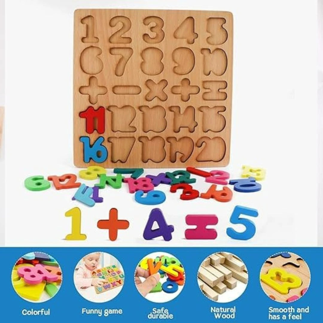 Wooden Learning Educational ABC & 123 Board for Kids