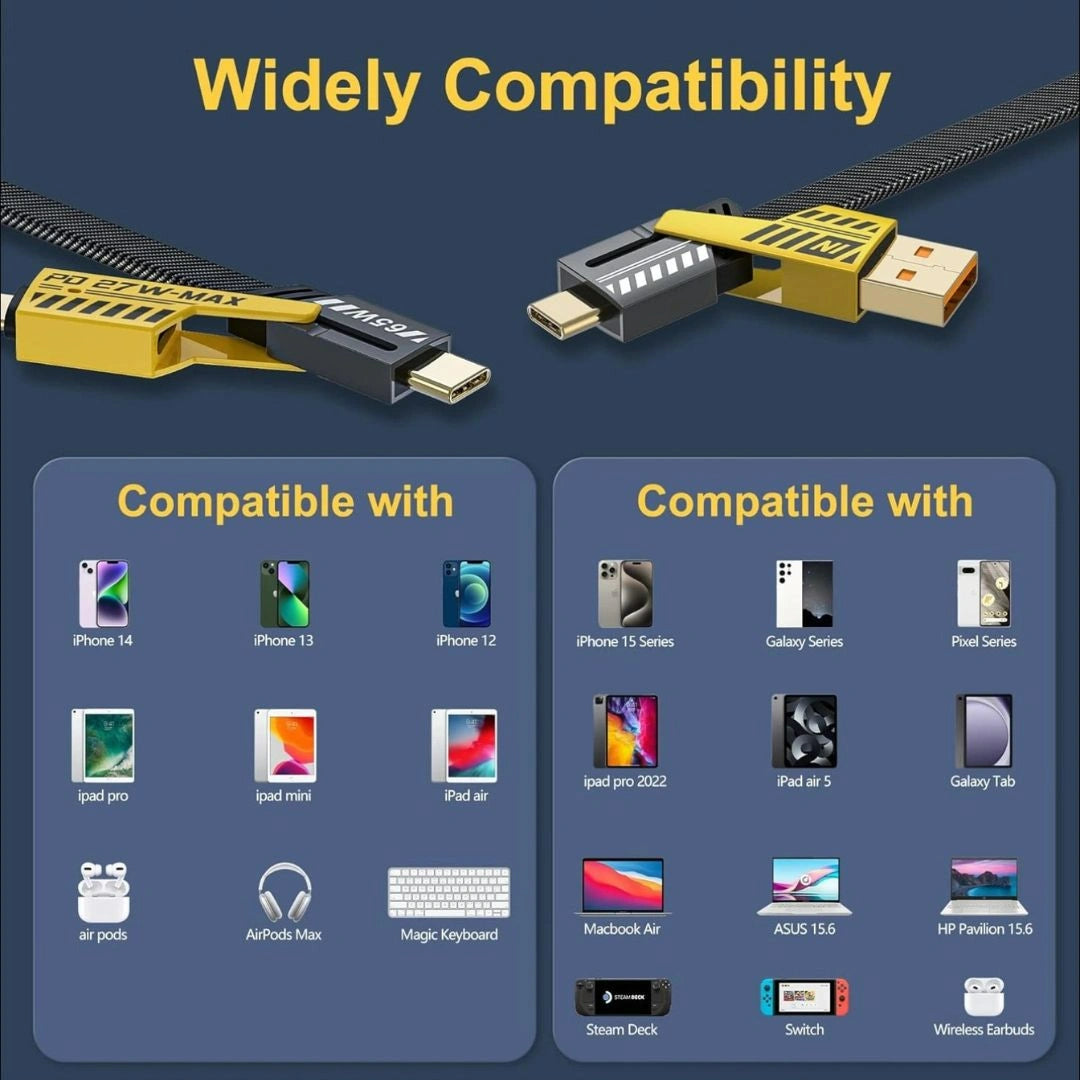 4 in 1 Fast Charging Cable | Multi-Port USB-C to Type-C & Lightning