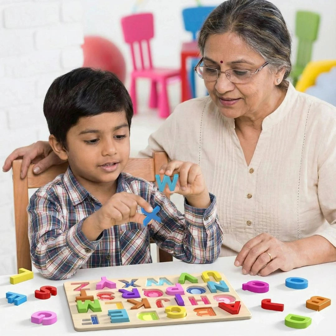 Wooden Learning Educational ABC & 123 Board for Kids