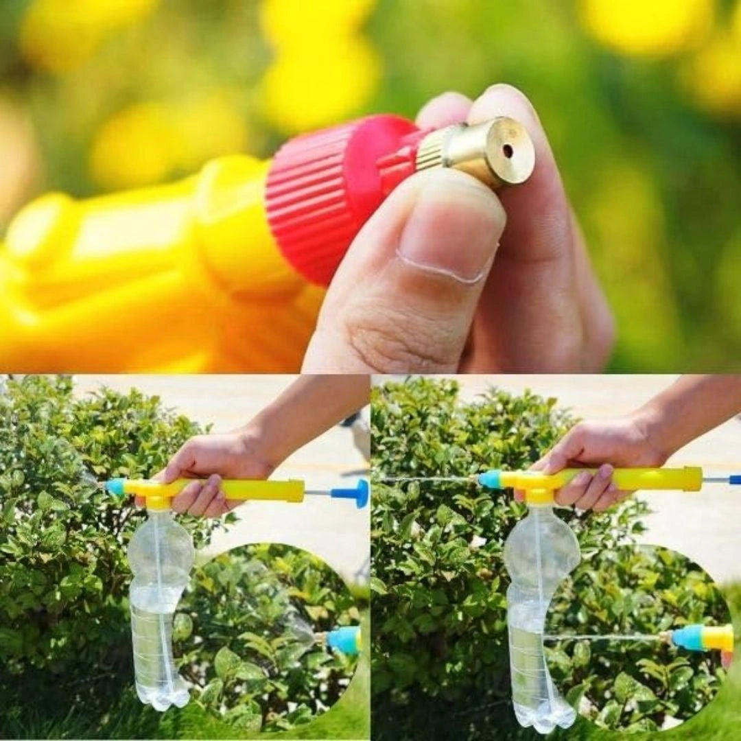 Sprayer nozzle attached to soda bottle