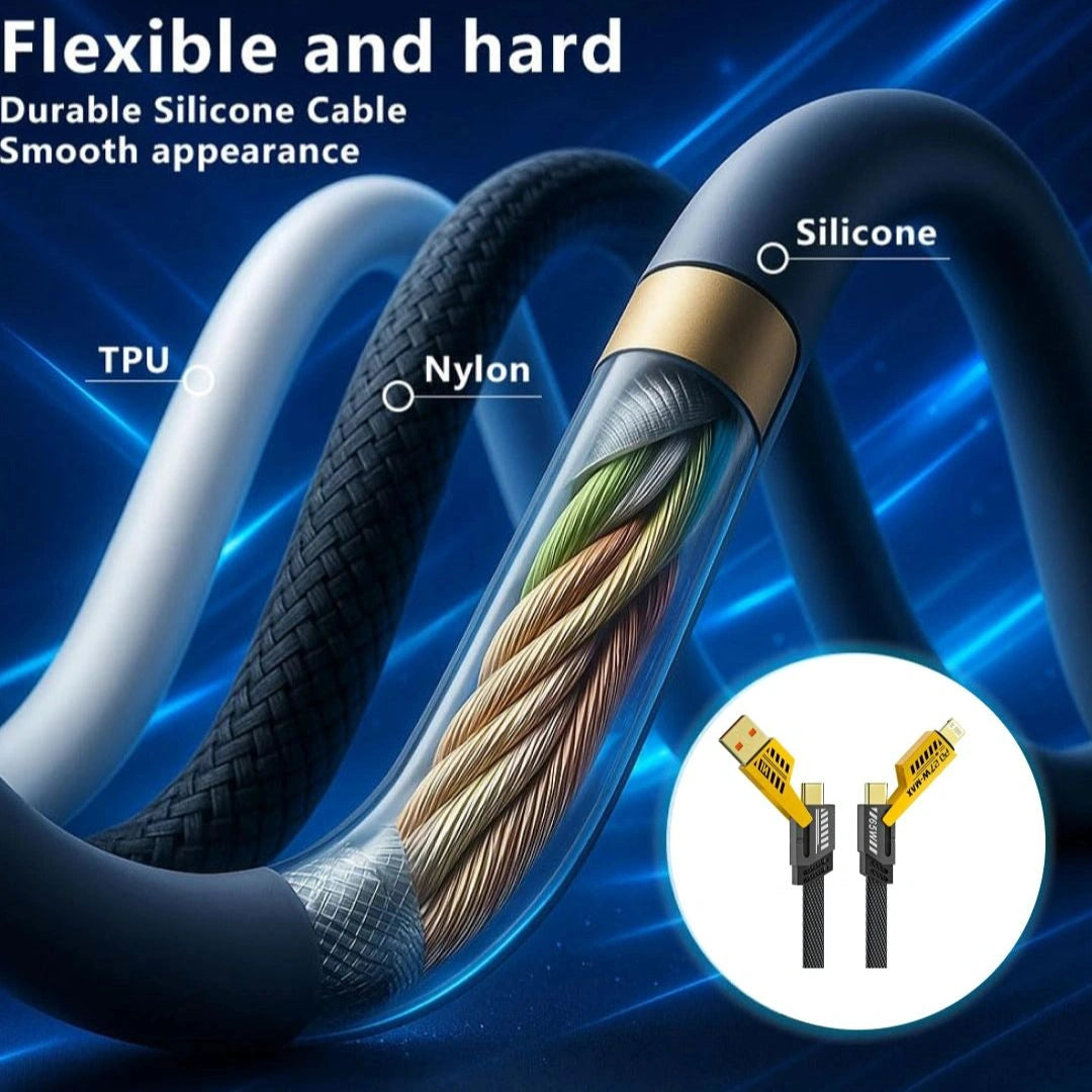 4 in 1 Fast Charging Cable | Multi-Port USB-C to Type-C & Lightning