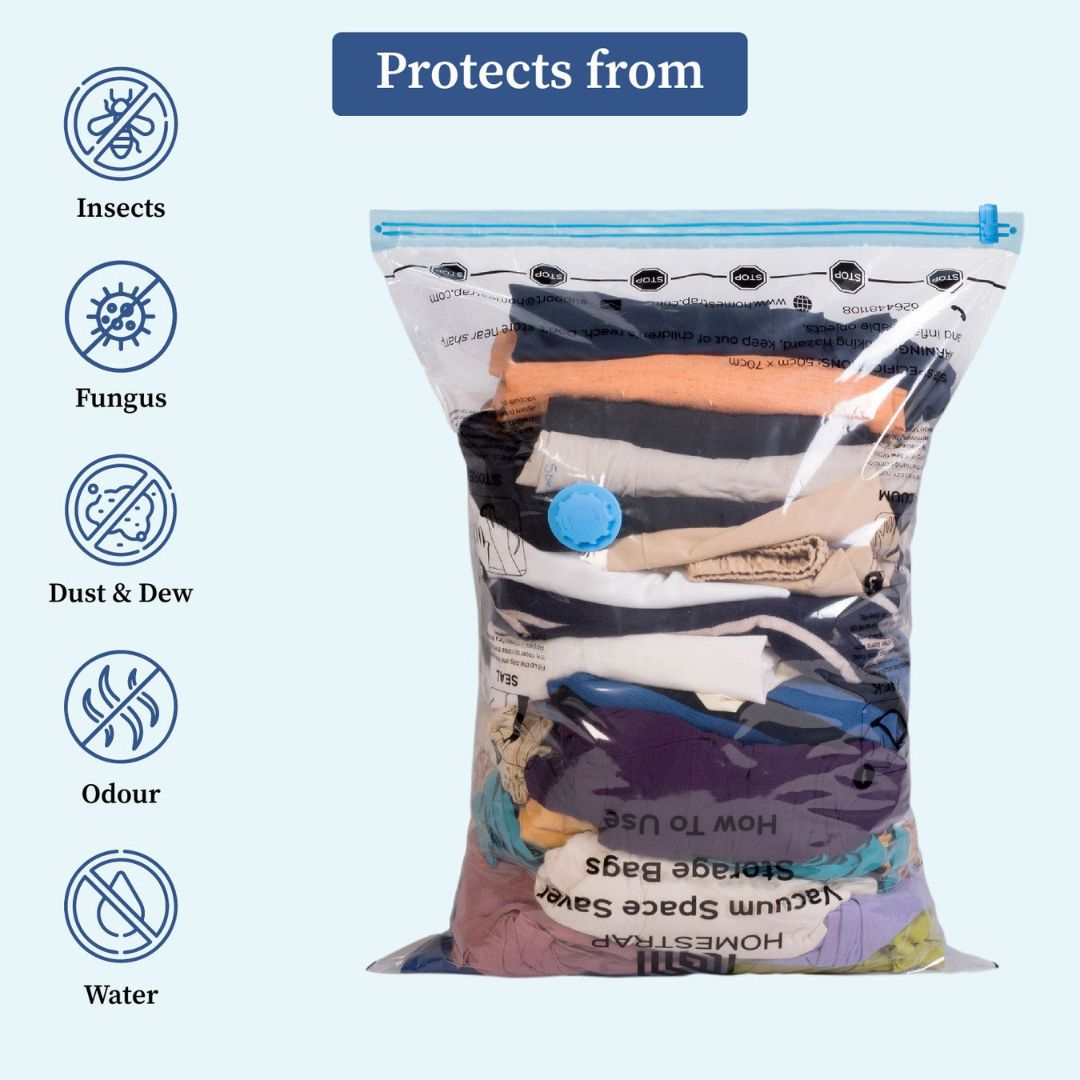 Vacuum Storage Bags with Hand Pump(Pack of 5 Bags)