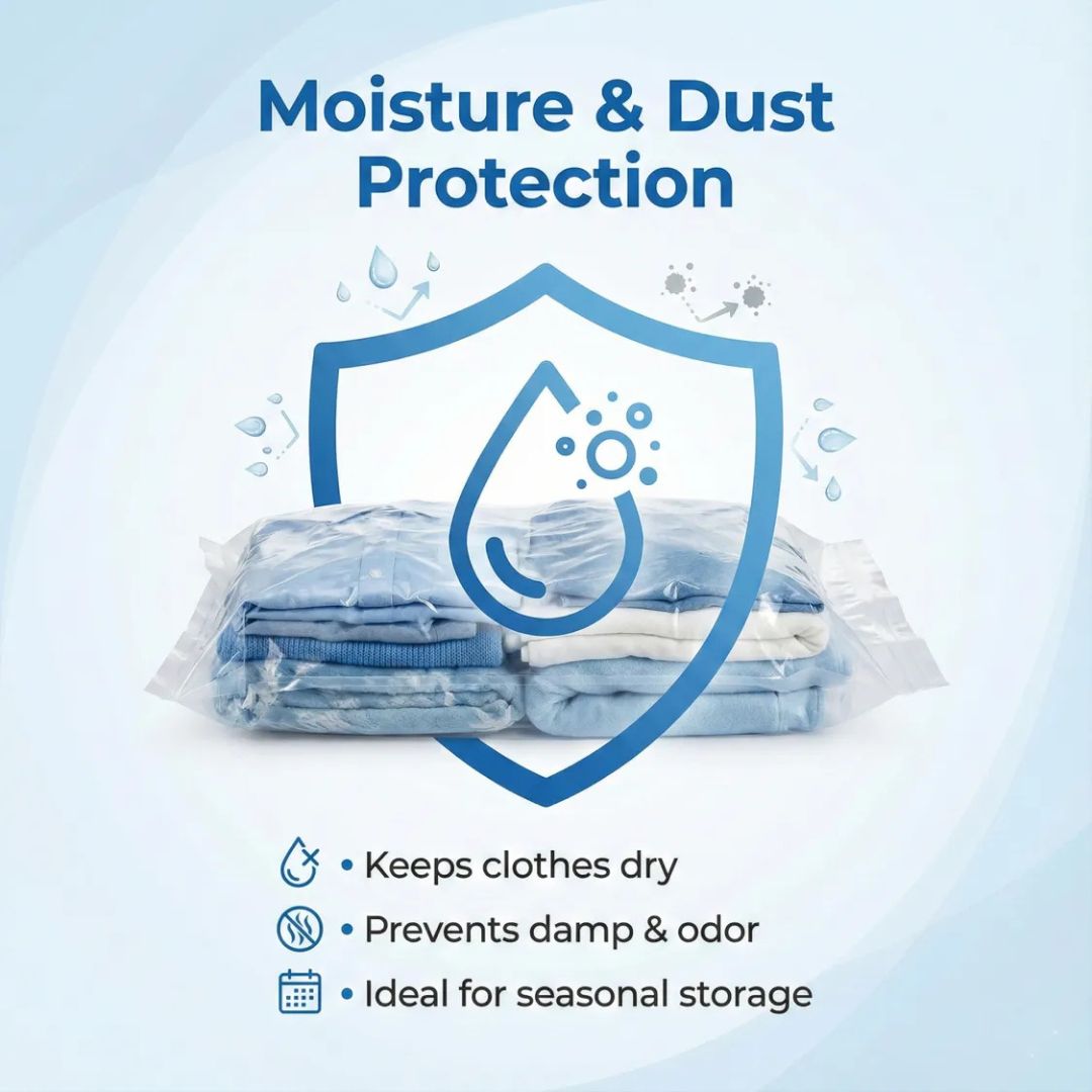 Vacuum Storage Bags with Hand Pump(Pack of 5 Bags)
