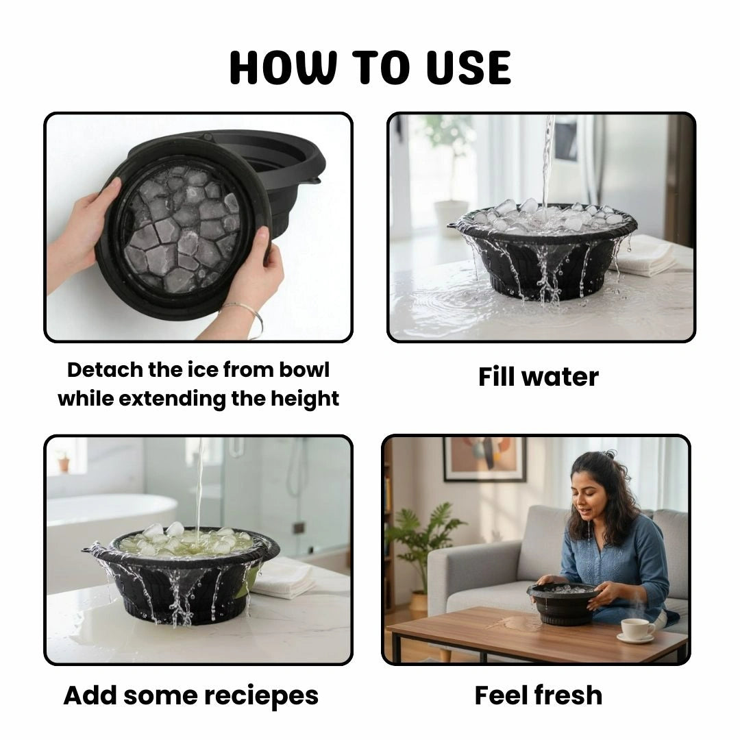 Collapsible Silicone Facial Ice Bath Bowl