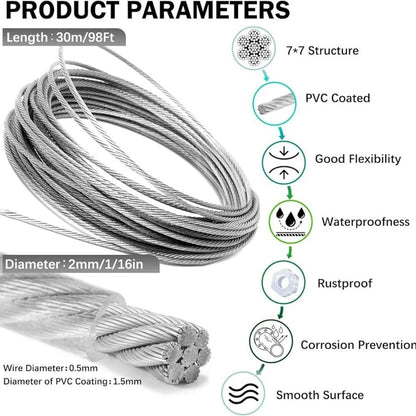 Stainless Steel Multipurpose Rope with Hook (5 Meter)
