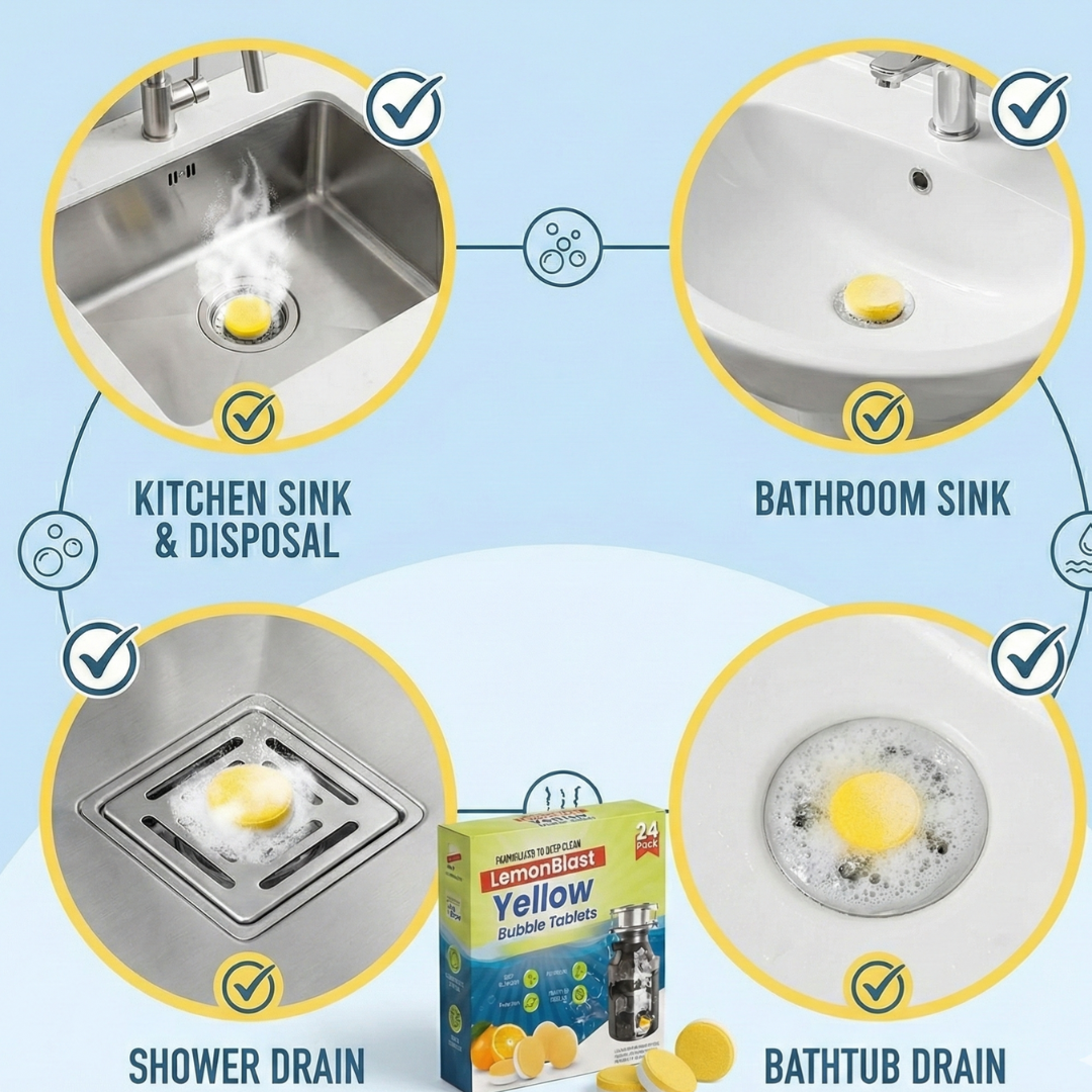 LemonBlast Yellow Bubble Tablet Cleaner(24 Pcs)