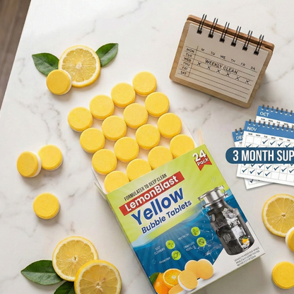LemonBlast Yellow Bubble Tablet Cleaner(24 Pcs)
