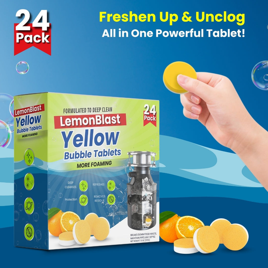 LemonBlast Yellow Bubble Tablet Cleaner(24 Pcs)