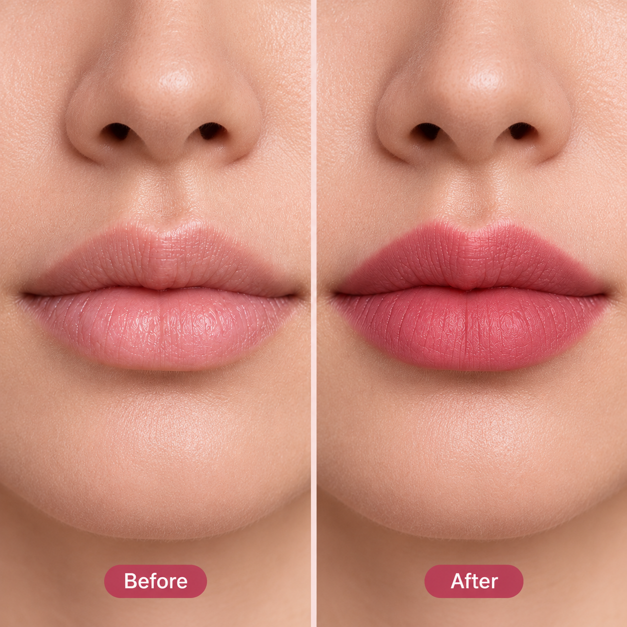 Capsule lipstick before and after