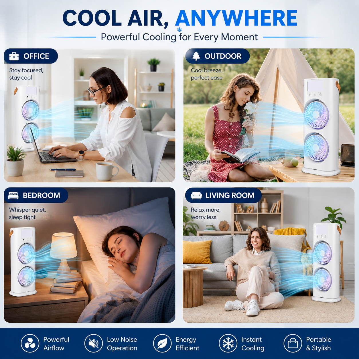 Bundle Of Portable Double Fan Cooler And Ice Bowl