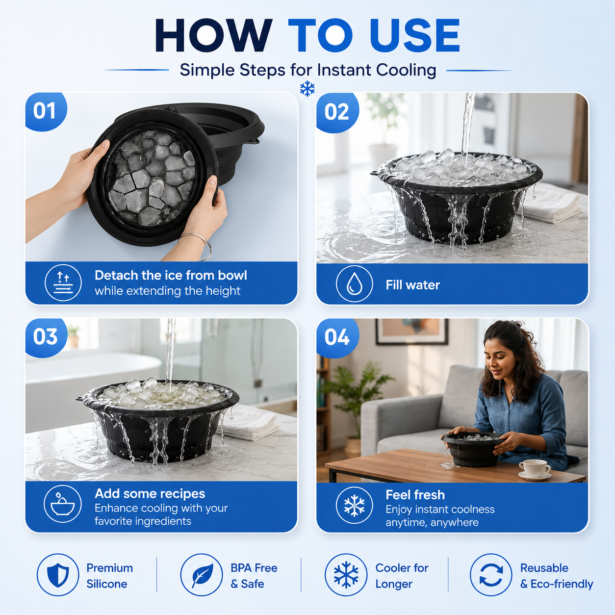 Bundle Of Portable Double Fan Cooler And Ice Bowl
