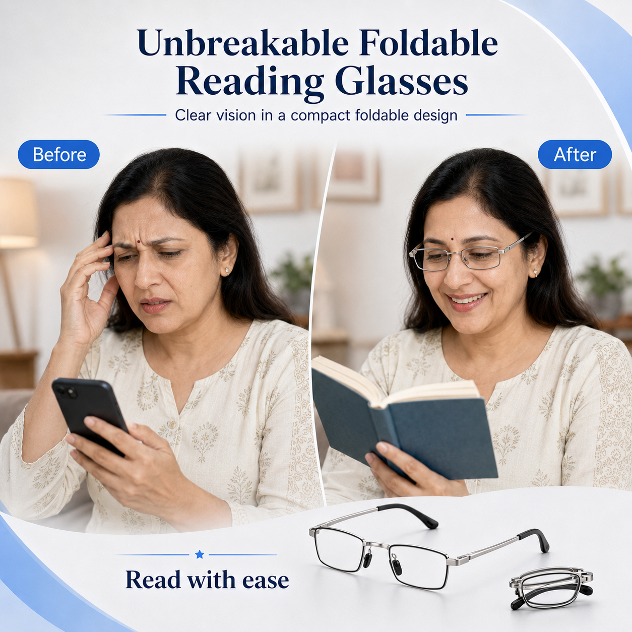 Unbreakable Foldable Reading Glasses