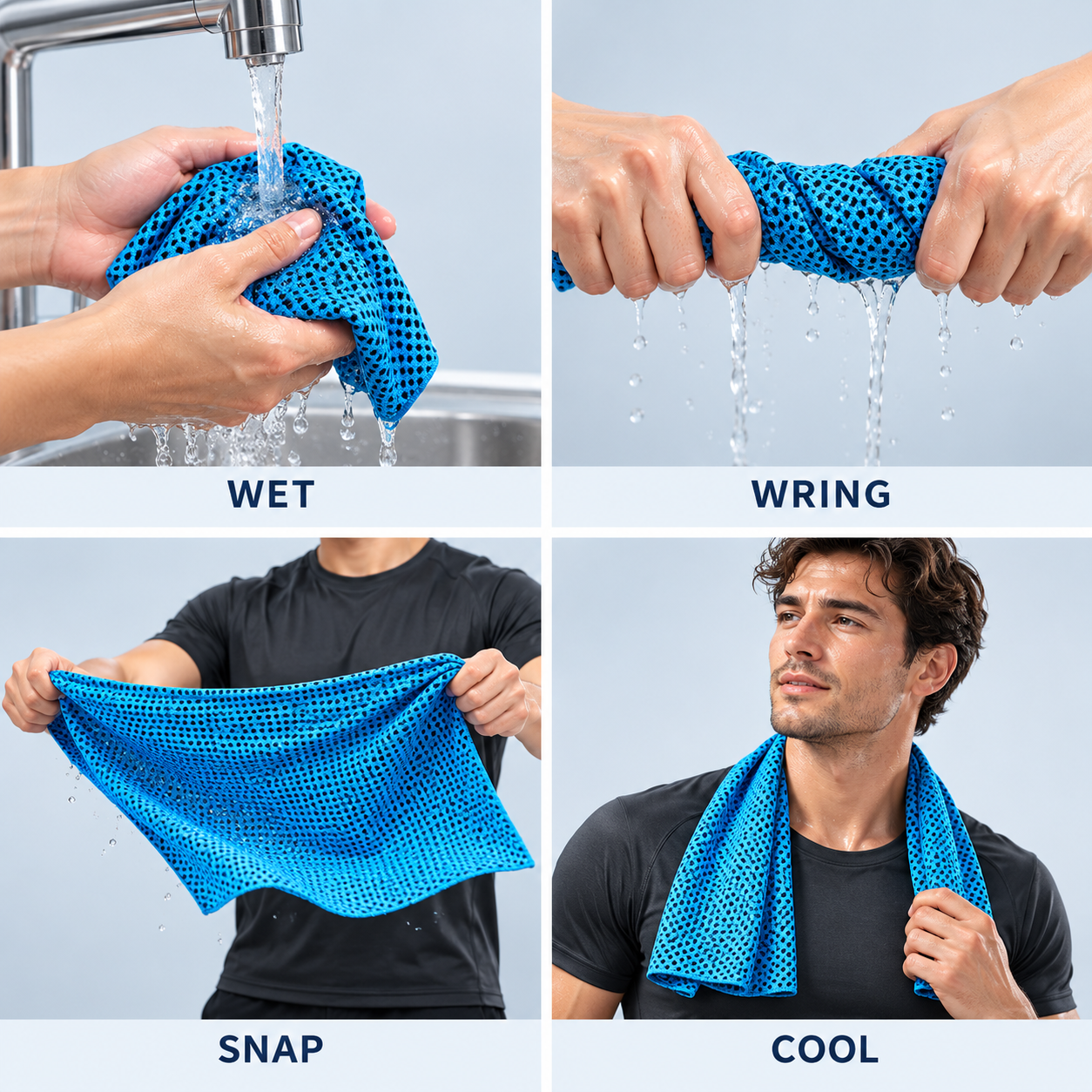 Cooling towel in four easy steps