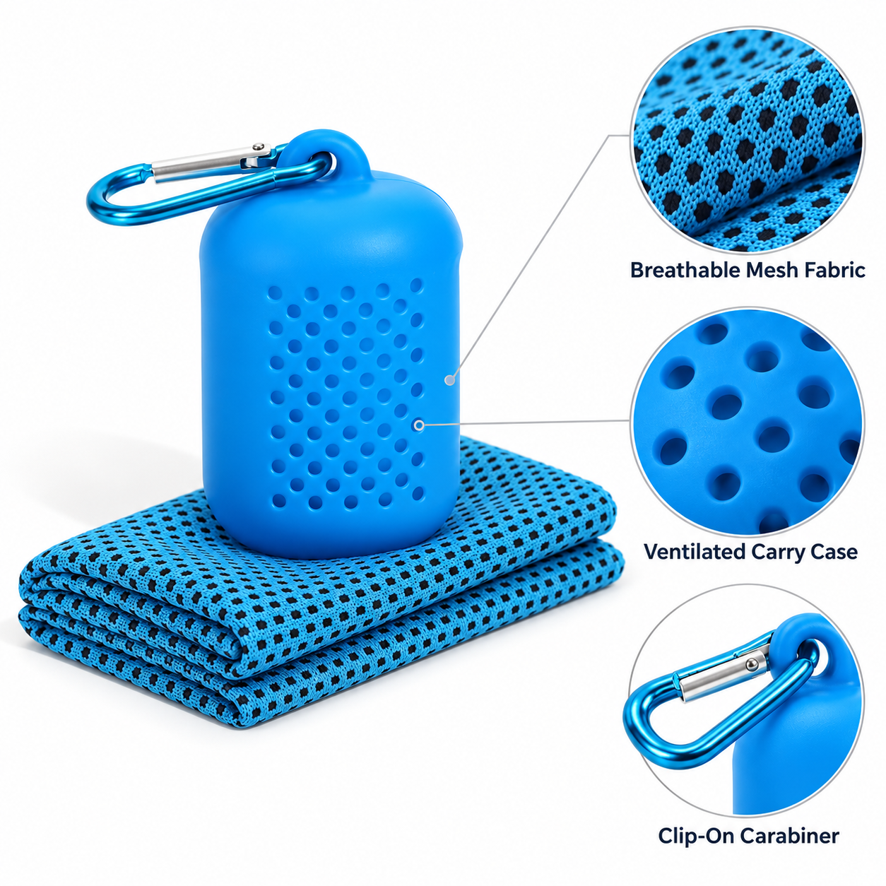 Cooling towel with ventilated carry case