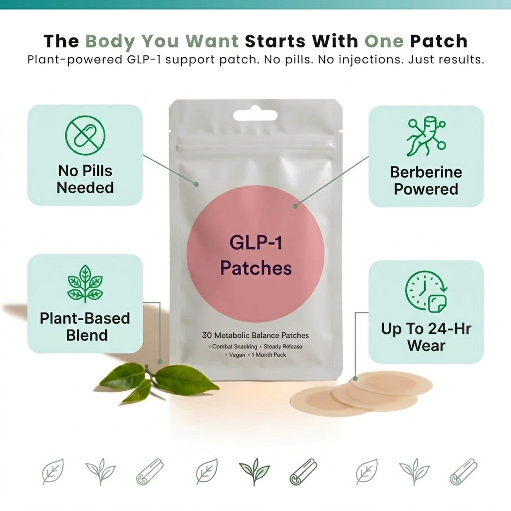 LeanPatch key features — Berberine powered, 24-hour wear, plant-based, no pills