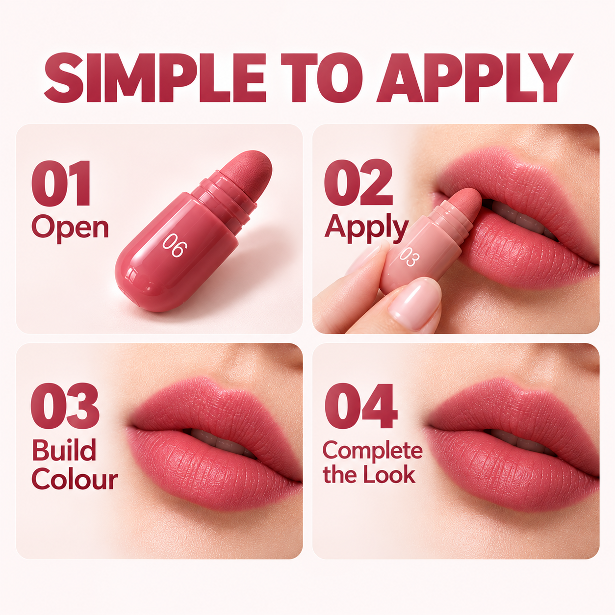 Mini lipsticks, simply applied