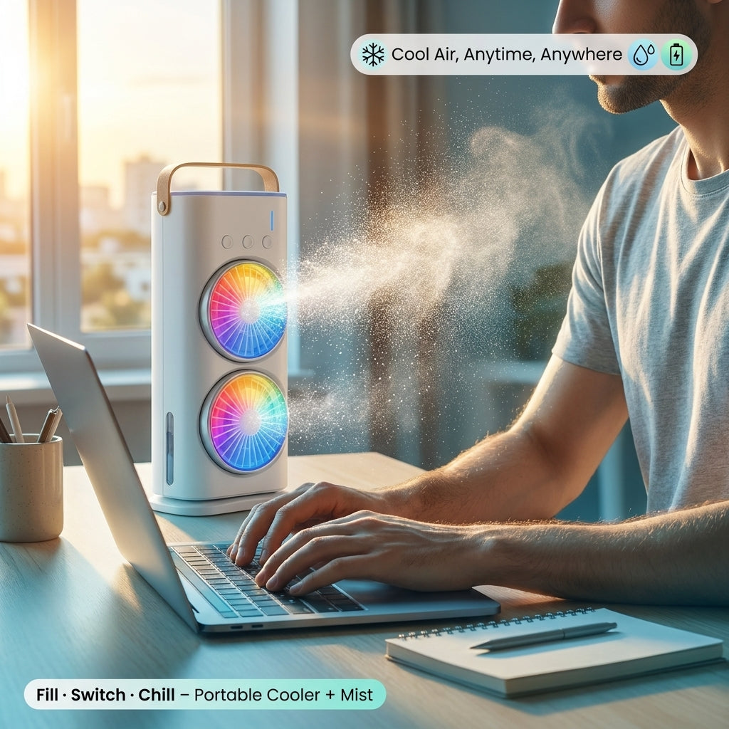 Portable Mini Double Sided Air Cooler And Mist