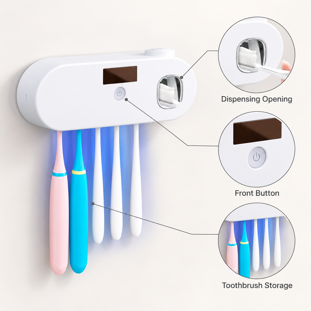 Premium wall-mounted toothbrush sanitizer