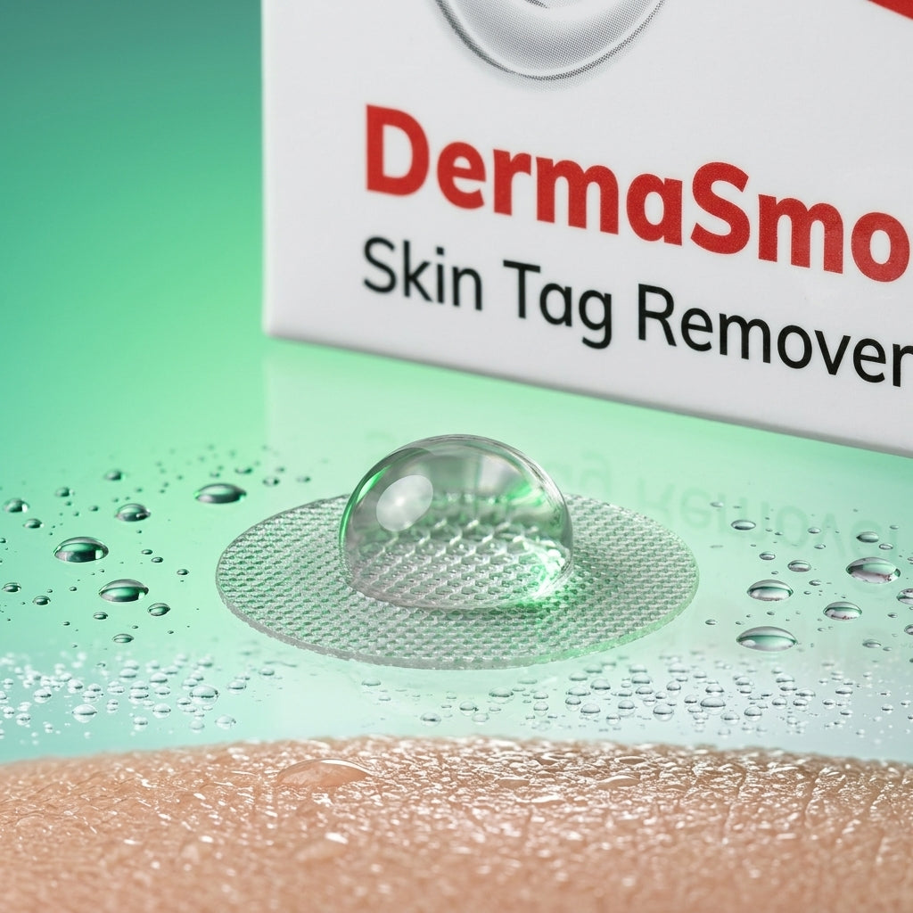 Precision applicator tip of the SWIINGS skin tag remover with a single droplet