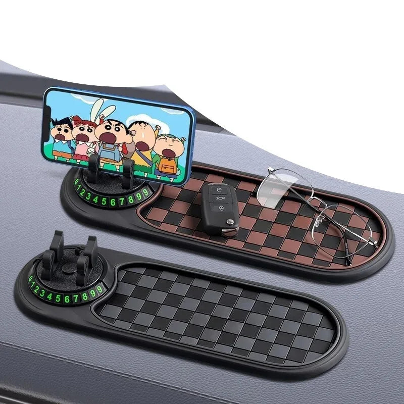2 in 1 Car Dashboard Anti-Slip Mat with 360° Rotation Phone Holder