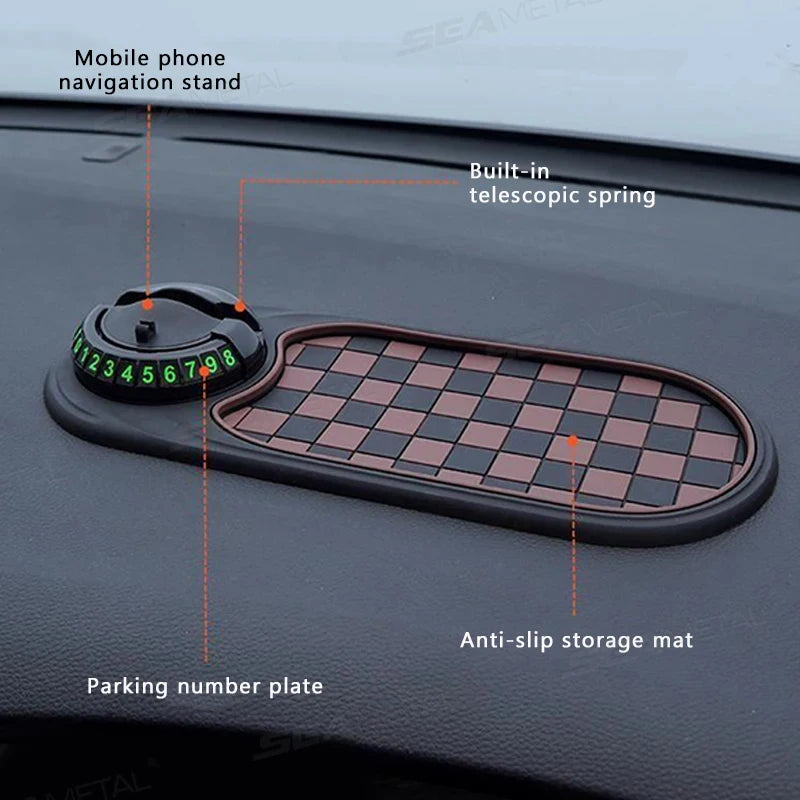 2 in 1 Car Dashboard Anti-Slip Mat with 360° Rotation Phone Holder