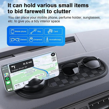 2 in 1 Car Dashboard Anti-Slip Mat with 360° Rotation Phone Holder