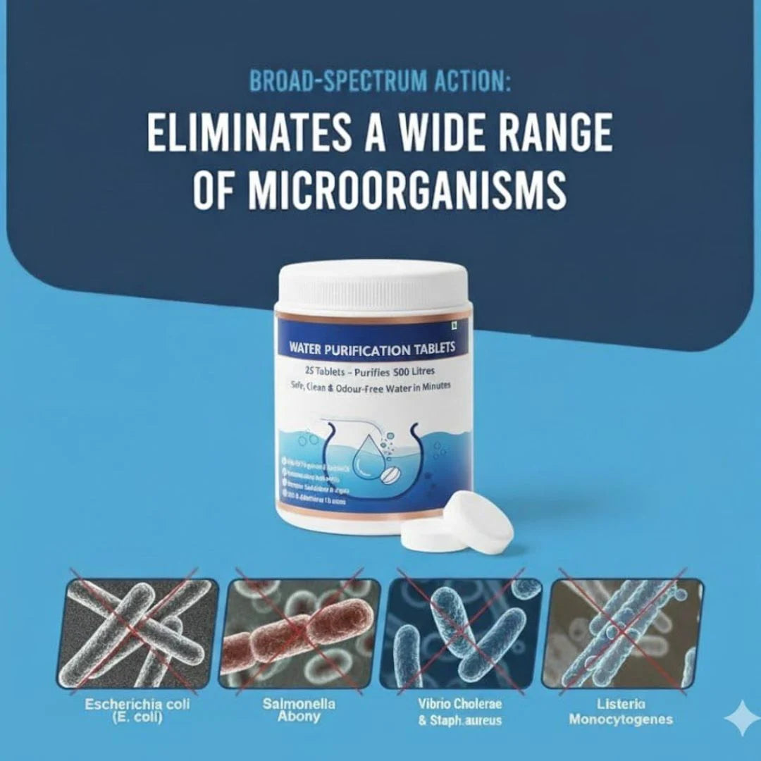 Water purification tablet being used to purify drinking water