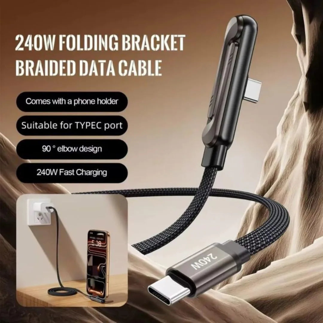 Fast Charging Cable with Foldable Phone Stand