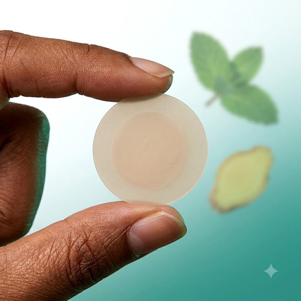 LeanPatch held between fingers showing its slim, breathable build