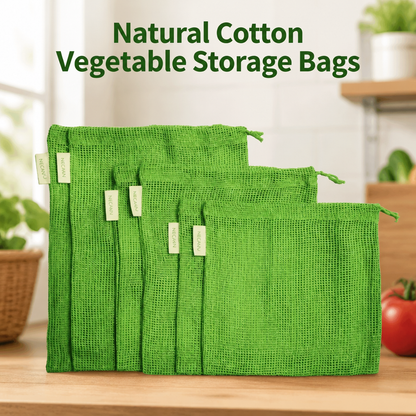 Natural Cotton Vegetable Storage Bags(Set Of 3 Pcs)