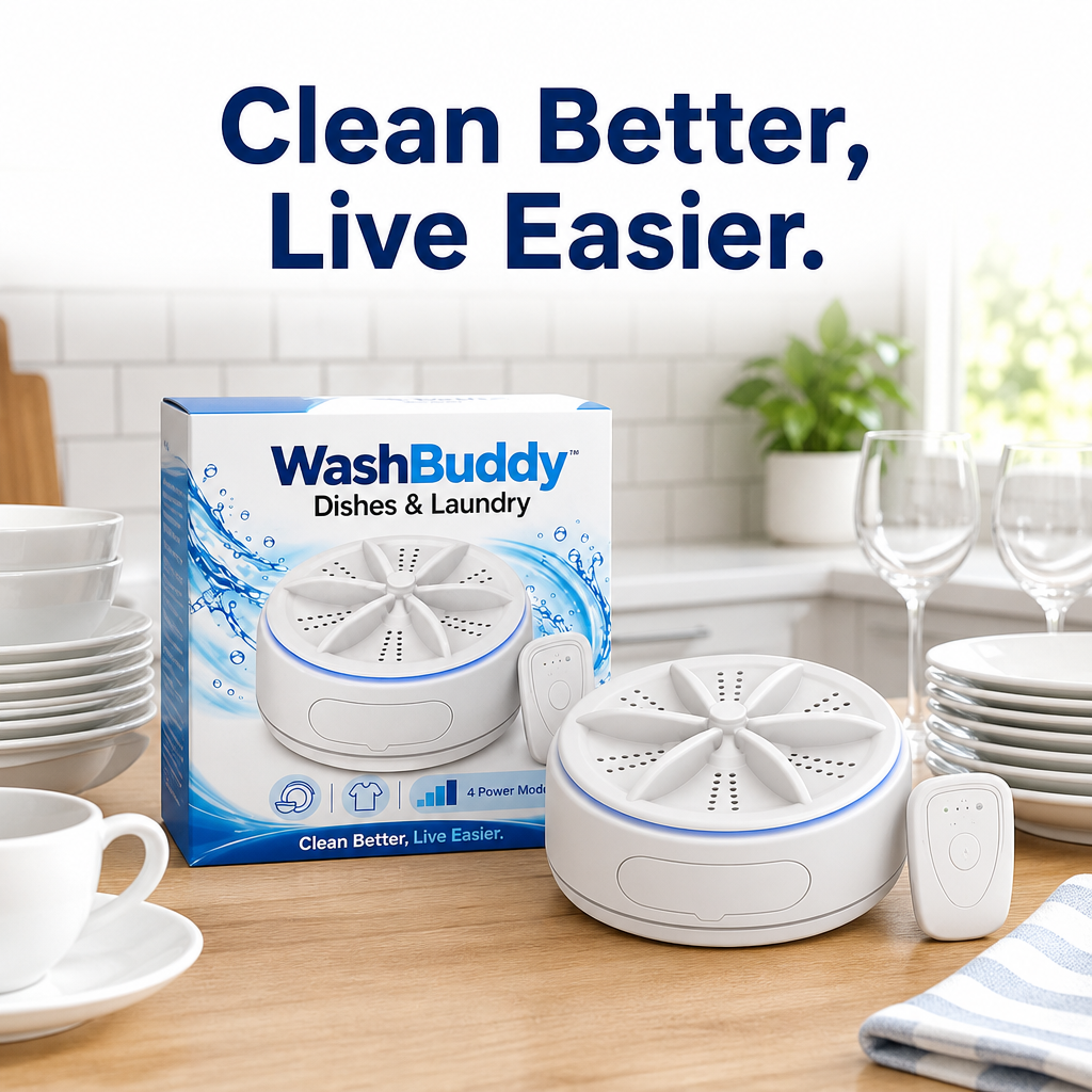 WashBuddy mini washing machine wheel with wireless remote