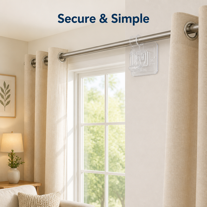 No-Drill Curtain Rod Holders (Set of 4 Pcs)