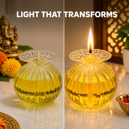 Modak Shape Glass Diya