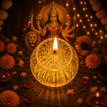 Festive Glass Oil Lamp