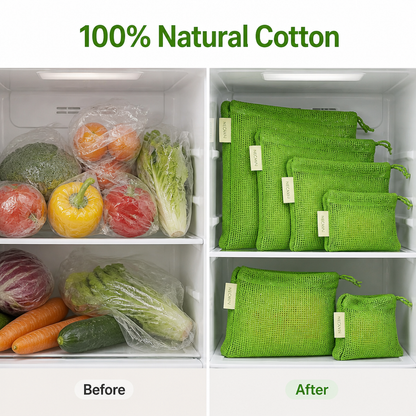 Natural Cotton Vegetable Storage Bags(Set Of 3 Pcs)