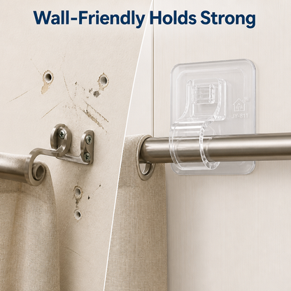 No-Drill Curtain Rod Holders (Set of 4 Pcs)