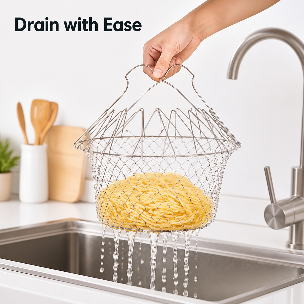 Stainless Steel Foldable Frying Basket
